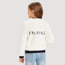 Shein Girls Letter Back Fleece Bomber Coat