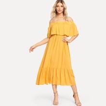 Shein Off-shoulder Ruffle Hem Dress