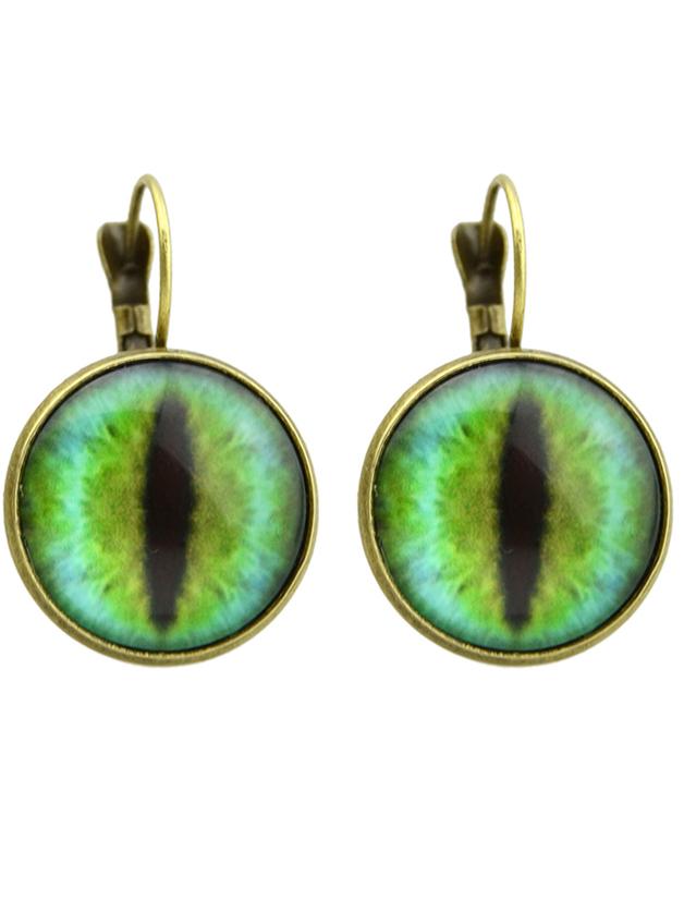 Shein Bronze Ethnic Style Imitation Gemstone Round Hoop Earrings