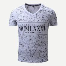 Shein Men Letter Print Paint Splatter Tee