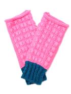 Shein Pink And Blue Knit Thermal Long Fingerless Gloves
