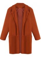 Rosewe Long Sleeve Pocket Design Rust Coat