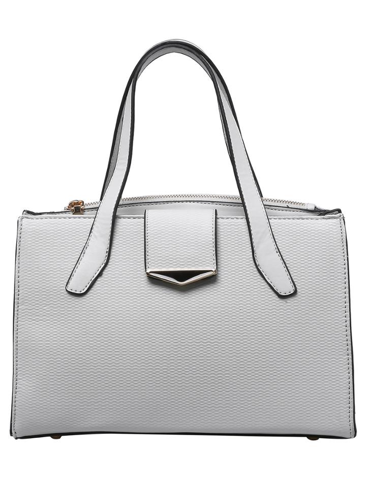 Shein Pale Blue Metallic Embellished Zipper Pu Bag