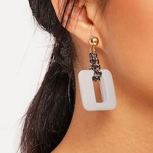 Shein Chain Decorated Square Drop Earrings