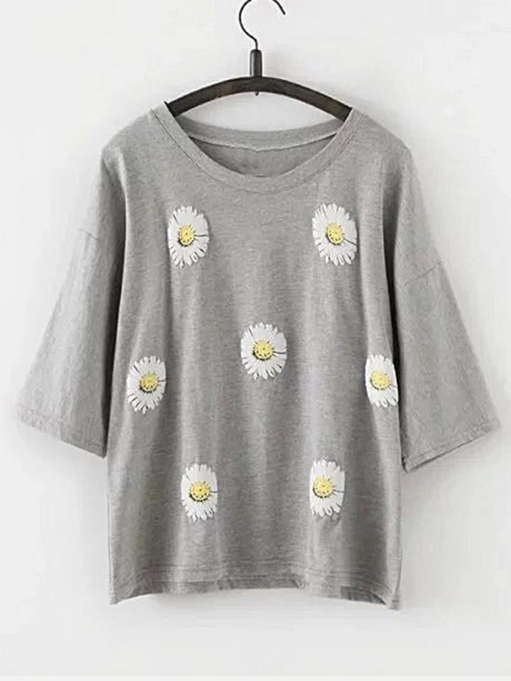 Shein Drop Shoulder Seam Ditsy Print Tee