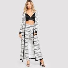 Shein Geometric Longline Coat & Pants