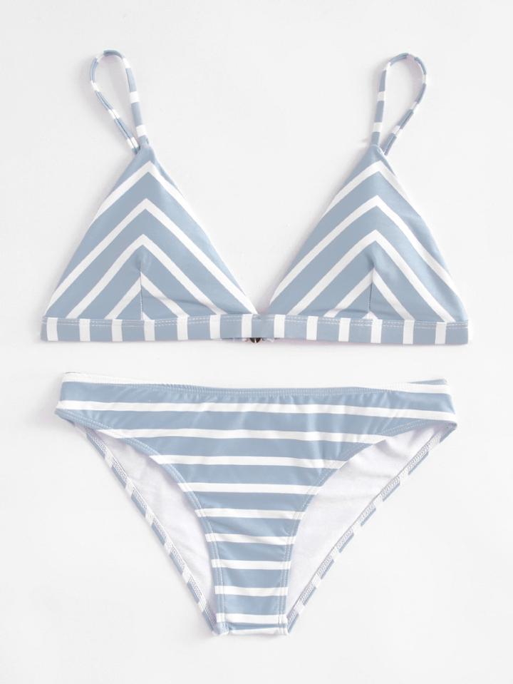 Shein Striped Triangle Bikini Set