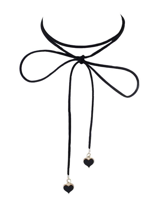 Shein Black Suede Bowtie Shape Chain Choker Necklaces