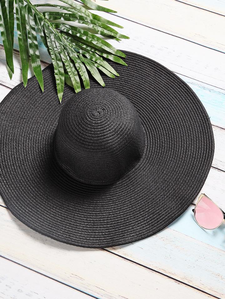 Shein Black Vacation Wide Brim Straw Hat