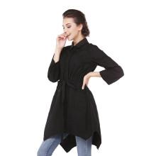 Shein Asymmetrical Hem Tie Waist Blouse