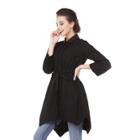 Shein Asymmetrical Hem Tie Waist Blouse