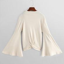 Shein Solid Twist Flounce Sleeve Jumper