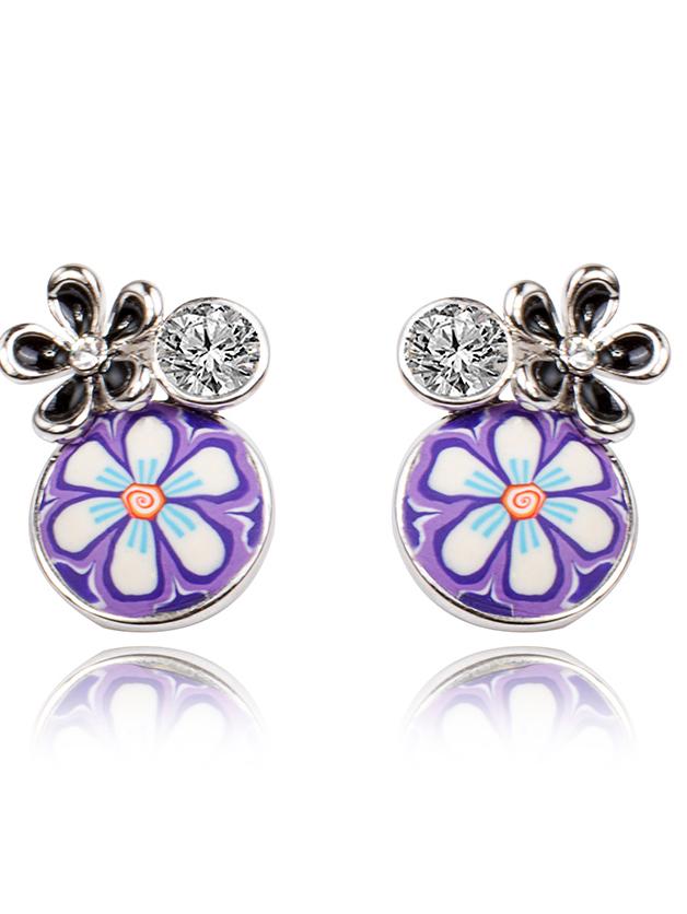Shein Multicolor Crystal Flower Earrings