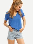 Shein V-neck Plain T-shirt