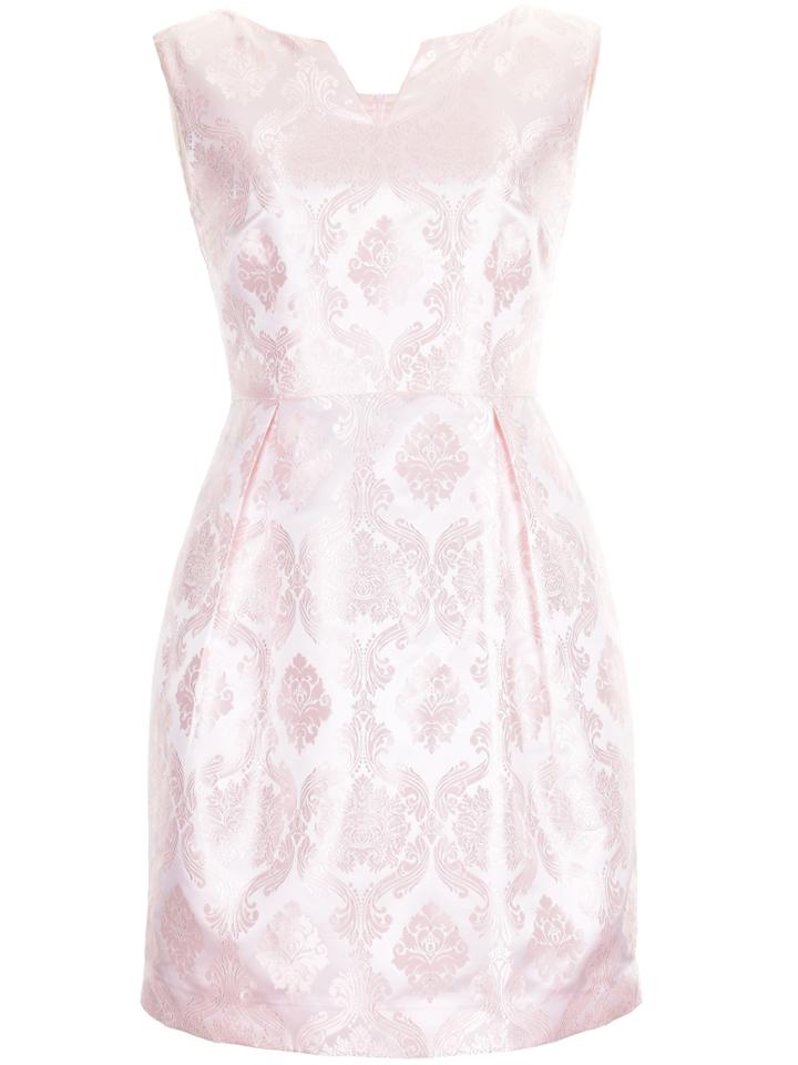 Shein Apricot V Neck Backless Jacquard Dress