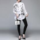 Shein Floral Embroidered Longline Shirt
