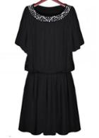 Rosewe Enchanting Solid Black Butterfly Sleeve A Line Dress