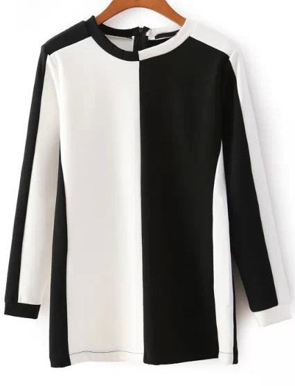 Shein Colour-block Long Sleeve Loose Dress