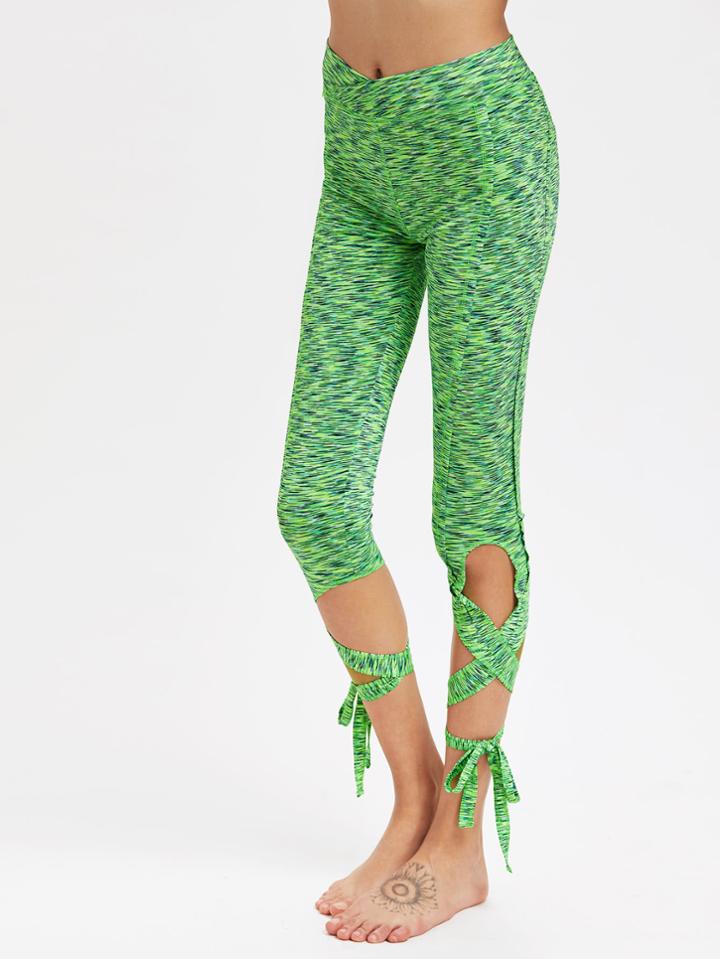Shein Space Dye Crisscross Self Tie Leggings