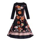 Shein 50s Floral Print Flared Dress