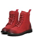 Shein Red Round Toe Flat Boots