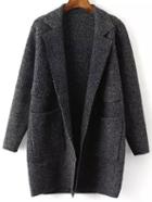 Shein Black Lapel Long Sleeve Pockets Sweater Coat