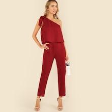 Shein Tied One Shoulder Two Layered Tailored Jumpsuit