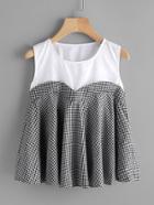 Shein Contrast Panel 2 In 1 Gingham Top