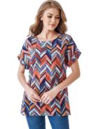 Shein Chevron Printed Cuffed Top