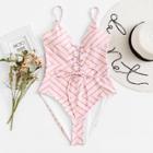 Shein Lace-up Striped Swimsuit