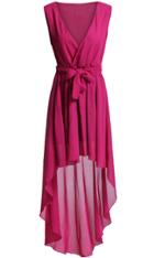 Shein Red Robe Deep Multiway V Neck Tie-waist High Low Dress