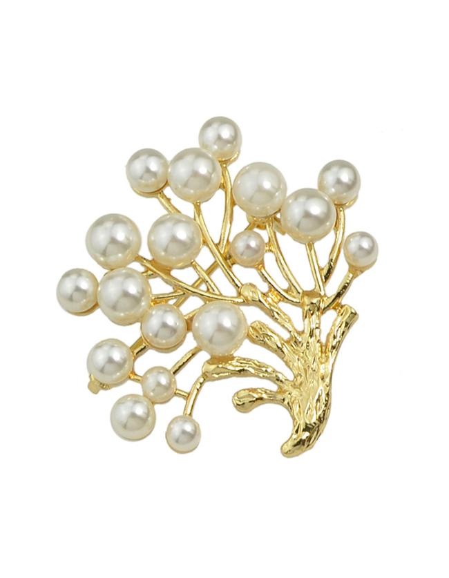 Shein Pearl Tree Shape Brooch