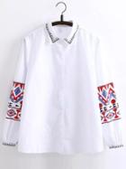 Shein Lantern Sleeve Geometric Print Tunic Blouse
