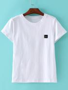 Shein White Short Sleeve Smiley Face Patch T-shirt