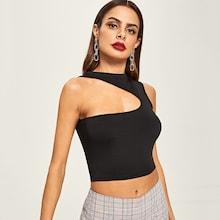 Shein Asymmetric Cutout Neck Crop Tank Top