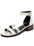 Shein Contrast Buckled Ankle Strap White Sandals