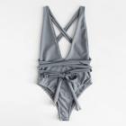 Shein Plus Criss Cross Bow Tie Swimsuit