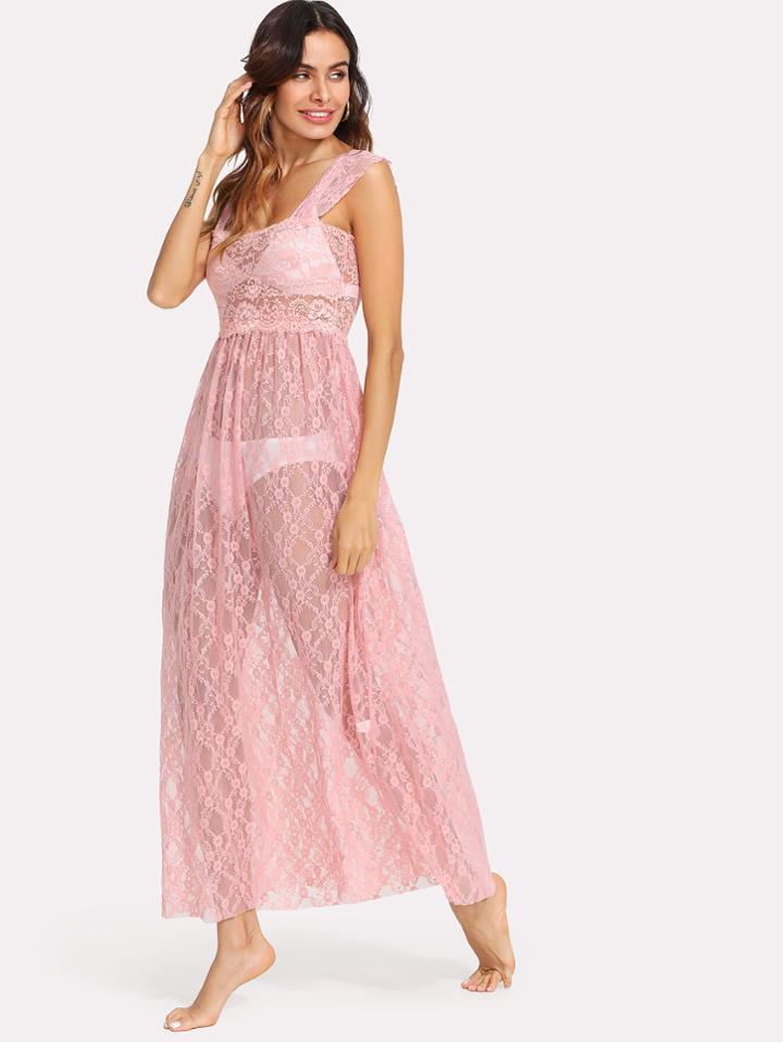 Shein Lace Open Back Sheer Dress