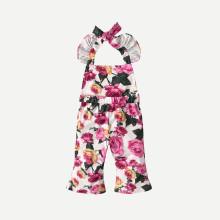 Shein Girls Frill Floral Print Halter Jumpsuit