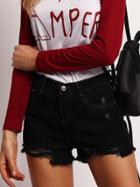 Shein Black Fringe Denim Slim Shorts