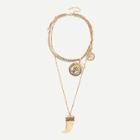 Shein Ivory & Round Shaped Pendant Layered Necklace