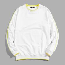 Shein Men Contrast Tipping Rib Knit Hem Pullover