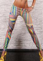 Rosewe Stripe Print Low Waist Multicolored Leggings
