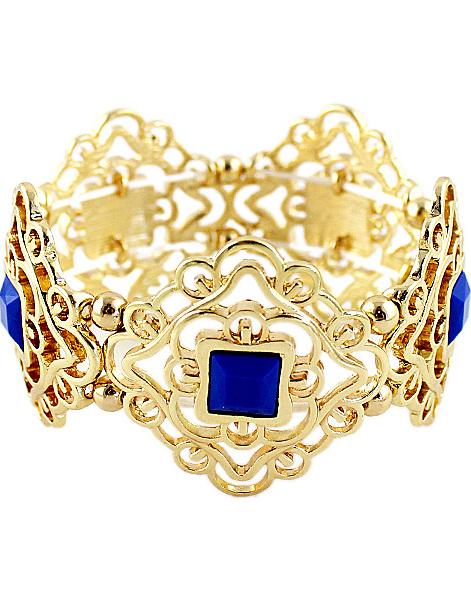 Shein Blue Gemstone Gold Hollow Bracelet