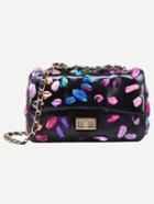 Shein Black Ribbon Embellished Chain Bag