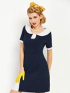 Shein Contrast Panel Sailor Nautical Slim Dress