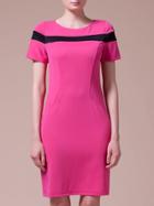 Shein Hot Pink Color Block Crew Neck Sheath Dress