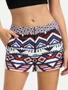 Shein Multicolor Print Pocket Casual Shorts