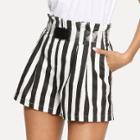 Shein Striped Belted Shorts