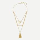 Shein Bar & Tassel Pendant Layered Necklace